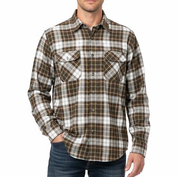 RedHead Other - RedHead Plaid Flannel Button Shirt Mens L Brown Green‎ 100% Cotton Cabincore
